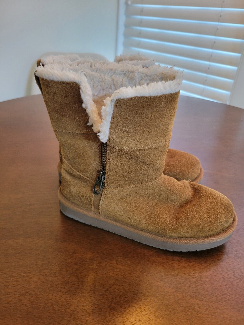Koolaburra by UGG Brown Suede Shearling Lined Mid-Calf Zip Boots Women's 4